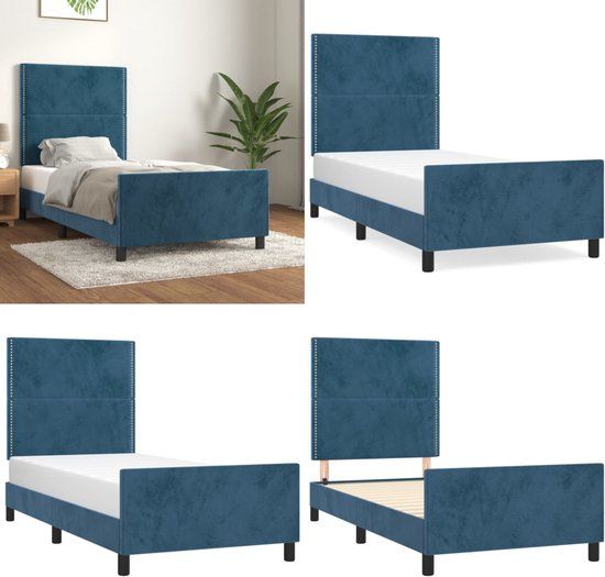 vidaXL Bedframe met hoofdeinde fluweel donkerblauw 80x200 cm