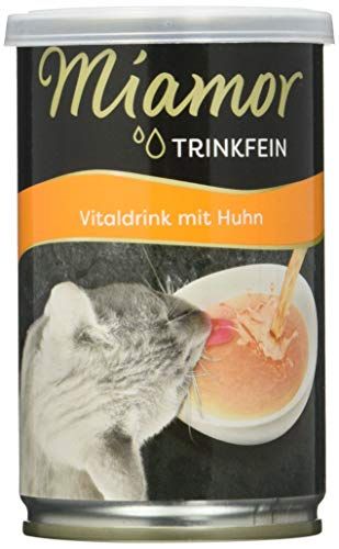 MIAMOR - Vitaldrink | Heerlijke drank voor volwassen katten ter bevordering van de vochtopname. Aanvullend voer in de doos ter ondersteuning van de nierfunctie | 24x135 ml kip