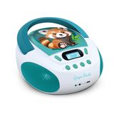 MOOOV 477414 CD-speler voor kinderen, panda, rood, MP3 en USB-poort, AUX-in, hoofdtelefoonaansluiting, draagbaar station met draaggreep, stroomvoorziening of batterijen, groen en wit