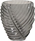 Mega Collections Bloemenvaas Leafy - grijs - glas - blader relief - 11 x 21 cm