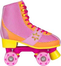 Nijdam Rolschaatsen - Chevron - Fuchsia/Oranje/Geel - Maat 33/34 - Roze - Meisjes