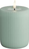 Deluxe Homeart Solid Stripe LED Kaars Salie Groen 7,5 x 10 cm