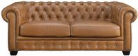 Vente-unique Chesterfield 3-zitsbank BRENTON 100% buffelleer - Vintage caramel