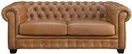 Vente-unique Chesterfield 3-zitsbank BRENTON 100% buffelleer - Vintage caramel