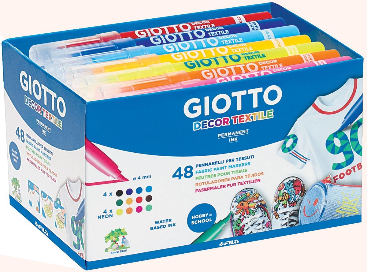 Giottos Decor Textile textielstiften - Schoolpack - 48 stuks - Assorted Colors