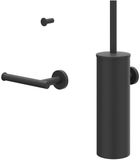 IVY Accessoireset 1 - Wandmodel Toiletborstelhouder met Handdoekhaak en Toiletrolhouder - Mat Zwart