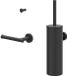 IVY Accessoireset 1 - Wandmodel Toiletborstelhouder met Handdoekhaak en Toiletrolhouder - Mat Zwart