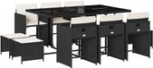 vidaXL 11-delige Tuinset met Kussens Poly Rattan Zwart