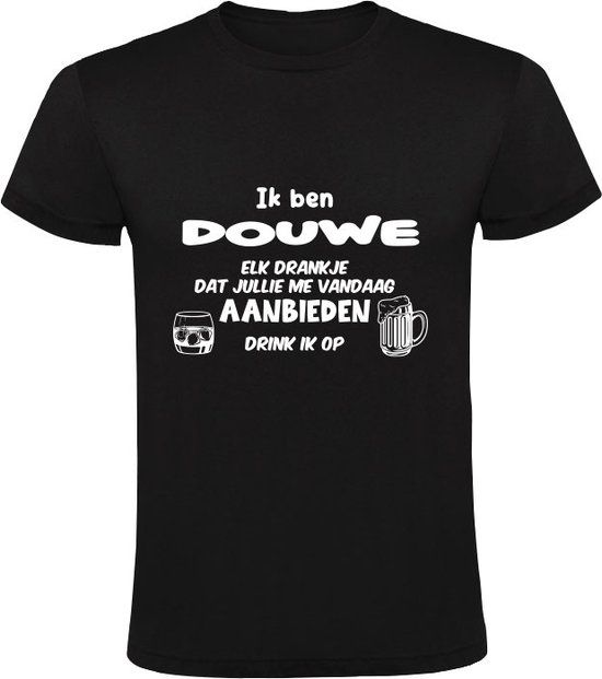 Ik ben Douwe Heren T-shirt - Zwart - Maat M