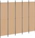 vidaXL - 5-paneel - scheidingswand - Beige - 250 x 220 cm - Stof