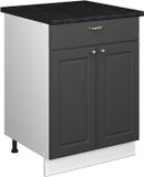 Vicco Onderkast voor spoelbak/kookplaat Fame-Line, Anthrazit-Gold Landhaus/Wit, 60 cm met lade, WB Antraciet