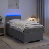 vidaXL Boxspringbed met matras en LED-verlichting, lichtgrijs, 80 x 200 cm, stof