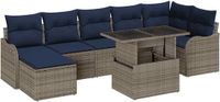 vidaXL Tuinbank Set 8-delig Grijs Polyrattan