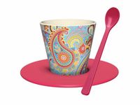 iDrink Cup and Saucer with Spoon Set "PAISLEY" in RPET BPA Free Kop en Schotel met Lepelset ‎8x8x11cm 130gr