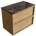 Saniclass Badkamermeubelset - 80x45x63cm - Noche natuurstenen topblad dark emperador - zonder kraangat - 2 lades - mat eiken natural