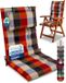 Beautissu Sun-HL - Coussin de dossier haut premium avec appui-tête 120x50 cm résistant aux UV et coussin de 8 cm d'épaisseur Coussin de chaise de jardin sangles de fixation antidérapantes tissu résistant orange beige à carreaux