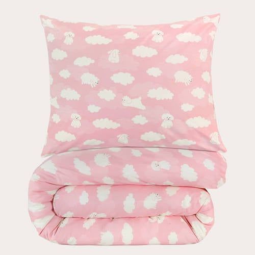 NOUS Kids katoenen dekbedovertrek kinderbed (120x150 cm) Roze Dierenprint