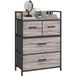 Commode Industrielle 4 Tiroirs Tissu Pliable & Amovible + Étagère, Rangement Gris 60x29x85 cm