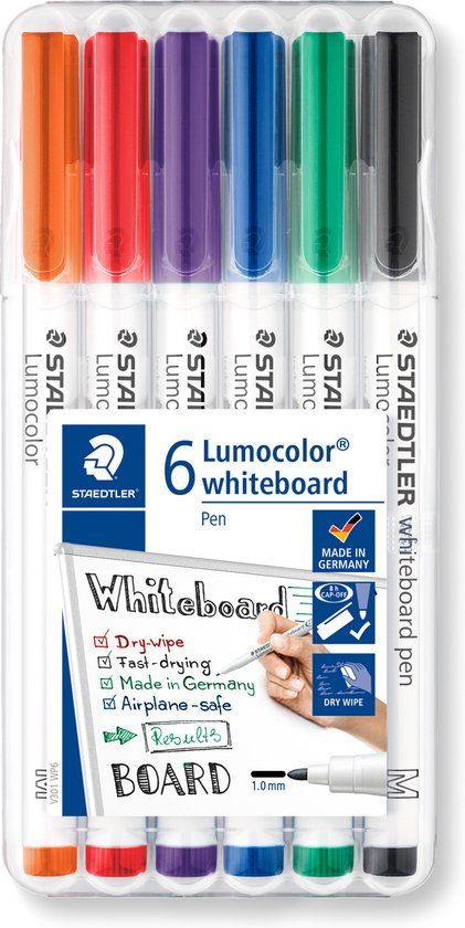 STAEDTLER Lumocolor Whiteboard Pen - Box 6 st - Multi Color