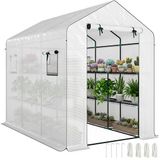 Outsunny Kas Polyethyleen 143x215x190cm Wit