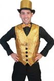 Merkloos / Sans marque Espa Nv Carnaval verkleed gilet voor heren - goud voor/zwart achter - polyester - kleding - disco - kleding L