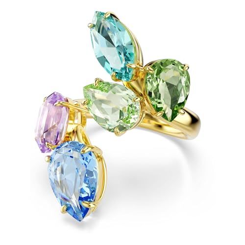 Swarovski Gema ring met motief, Verschillende slijpvormen, Goudkleurige toplaag
