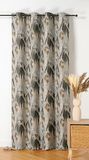 LINDER - Gordijn geweven en geverfd in Frankrijk – exotische stijl – afwerking met oogjes – kleur linnen en koolstofgrijs – afmetingen 140 x 260 cm – 100% polyester – collectie parkiet