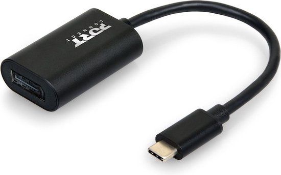 Port Connect USB-C M to DisplayPort F Converter - Black