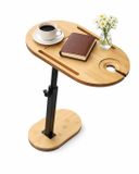 Merkloos Bijzettafel - 40x45-82x22 cm - naturel en zwart - verstelbare hoogte