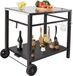 VEVOR serveerwagen keukenwagen 100 x 64 x 83,5 cm buitengrill eetwagen met dubbele plank, verplaatsbare grilltafel voor voedselbereiding, multifunctioneel ijzeren tafelblad zwart