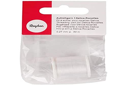 RAYHER 89300100 rijgaren voor rocailles, sneeuwwit, 50 m