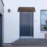 [en.casa] Voordeurluifel, design, luifel, weerbestendig, polycarbonaat, aluminium, kunststof, 5 mm dik, 120 x 80 cm, zwart/bruin