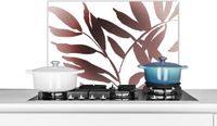 KitchenYeah Keuken Spatscherm 70x50 cm - Aluminium - Abstract Bladeren Design