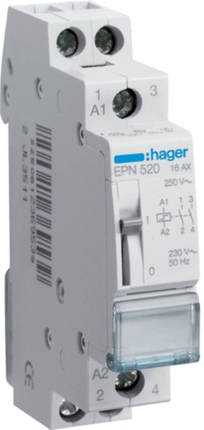 Hager EPN520 Bistabiel Relais - E2ZNS - Wit
