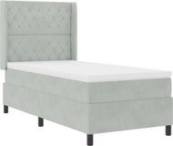 vidaXL Boxspring bed met matras Lichtgrijs 100 x 200 cm Fluweel