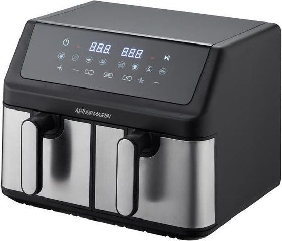 ARTHUR MARTIN Airfryer - Olievrije Friteuse - 2 x 4.5L - 2000W - 8 Programma's
