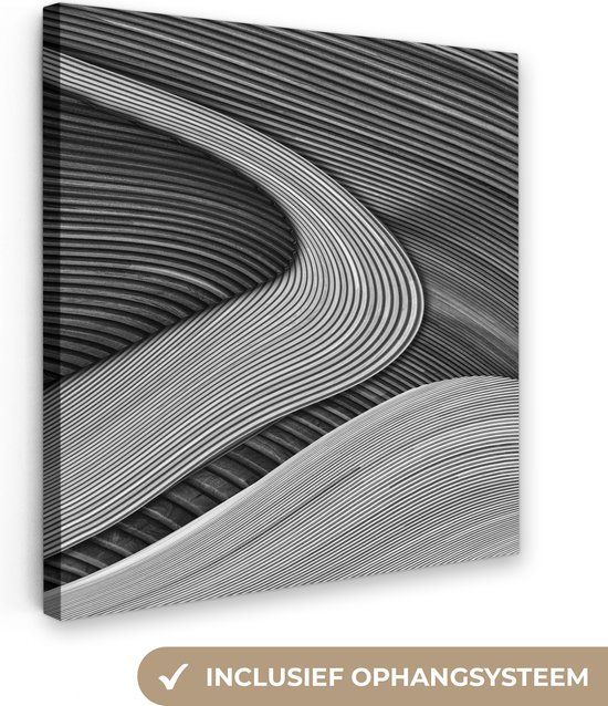 OneMillionCanvasses Canvas schilderij - Strepen - Design - Zwart - Wit - 20x20 cm