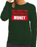 Bellatio Decorations Shoppartners Bv Foute kersttrui / sweater All I Want For Christmas Is Money groen voor dames - M