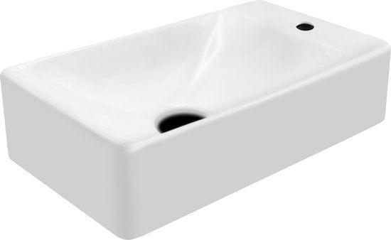 Bewonen Aloni Fontein - 37.5x22cm - Glans Wit - Kraangat Rechts