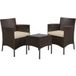 Yaheetech 3-teiliges Gartenmöbel-Set Gartensitzgruppe Polyrattan Balkontisch mit 2 Stühlen Outdoor Möbelset für Balkon & Terrasse Braun/Khaki