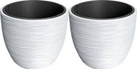 Prosperplast Plantenpot/bloempot Furu Stripes - 2x - buiten/binnen - kunststof - wit - D35 x H35 cm - met binnenpot