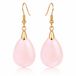 LGT JWLS Lookinggoodtoday Goudkleurige Oorbellen voor Dames met Druppelvormige Roze Kwarts Hanger