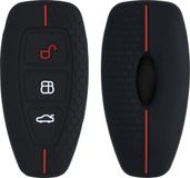 kwmobile autosleutel hoesje geschikt voor Ford 3-knops autosleutel Keyless Go hoes - Siliconen autosleutel behuizing - Auto sleutel case met honingraat - Sleuteletui in zwart / rood