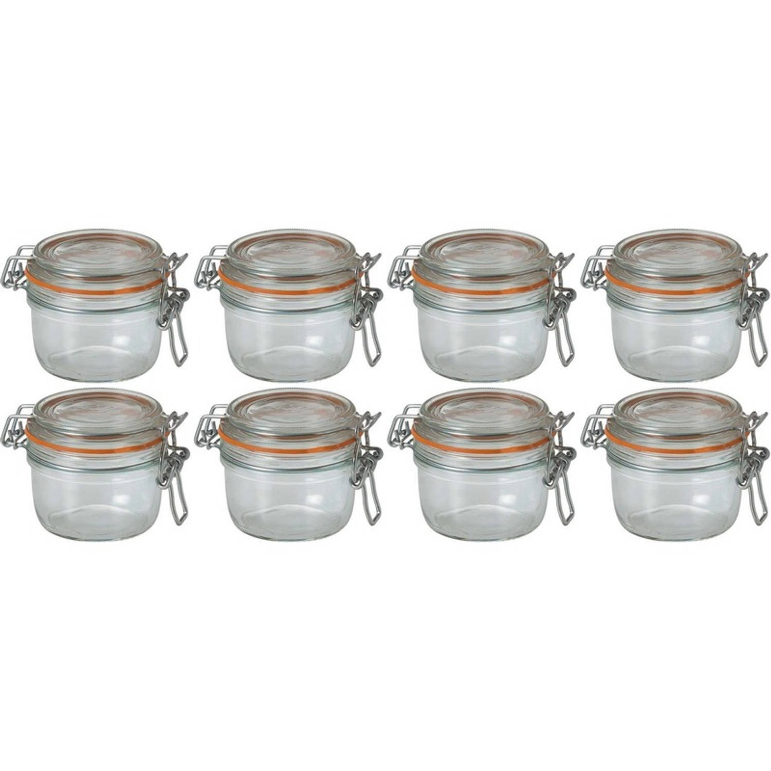 Le Parfait 8x Weckpot/inmaakpot met klepdeksel en beugelsluiting 125 ml - Inmaakpotten - Weckpotten - D 7,0 cm