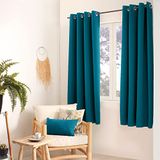 ED ENJOY HOME Verduisteringsgordijn Basic – 8 zilveren ogen – diameter 4 cm – 100% polyester – Oeko-Tex-gecertificeerde stof – 140 x 180 cm – kleur: eendenblauw