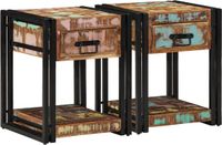 vidaXL Nachtkastje - Set van 2 - Multikleur - Hout en Metaal - 40 x 40 x 50 cm