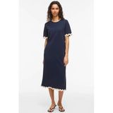 VILA katoenen midi T-shirtjurk - donkerblauw