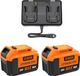StarTech Accu-set voor elektrische gereedschappen - Compatibel met DCB200/201/203/205 - 20V - Li-Ion 9,0Ah (9000mAh) - 2 accu's - 6A snellader - RoHS-gecertificeerd - Oranje