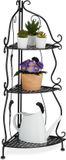 Merkloos Relaxdays plantenstandaard - 3 etages - inklapbaar - hoek - 82,5 x 30 x 30 cm - staal - zwart