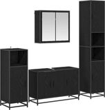 vidaXL Badkamermeubelset 4-delig Zwart Eiken 90 x 33 x 60 cm